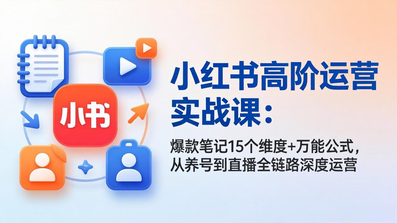 （17844期）小红书高阶运营实战课：爆款笔记15个维度+万能公式，从养号到直播全链路深度运营汇创网-网创项目_汇创网_中创网_福缘网_冒泡网_网创项目平台汇创网