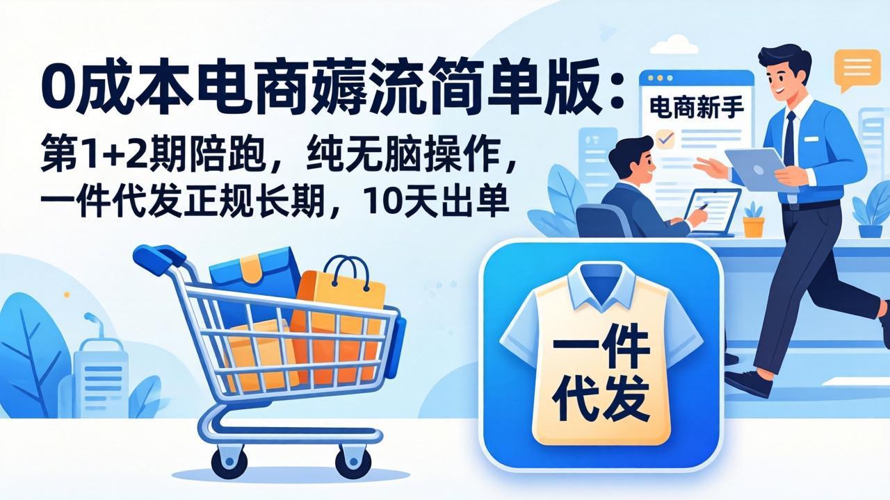 （17880期）0成本电商薅流简单版：第1+2期陪跑，纯无脑操作，一件代发正规长期，10天出单汇创网-网创项目_汇创网_中创网_福缘网_冒泡网_网创项目平台汇创网
