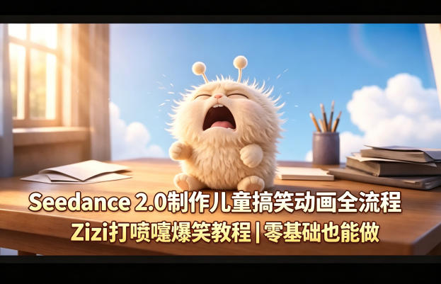 Seedance 2.0制作儿童搞笑动画全流程Zizi打喷嚏爆笑教程｜零基础也能做汇创网-网创项目_汇创网_中创网_福缘网_冒泡网_网创项目平台汇创网