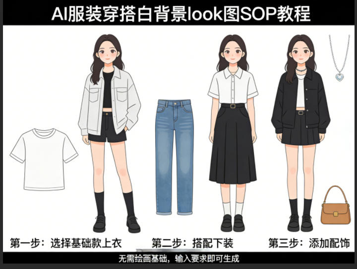 AI服装穿搭白背景look图SOP教程，不用会画画，提几句具体要求，AI就能还你一个奇迹汇创网-网创项目_汇创网_中创网_福缘网_冒泡网_网创项目平台汇创网