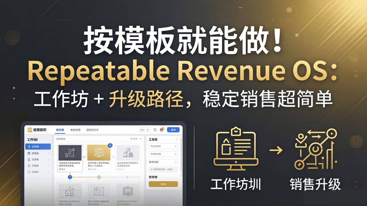 （18085期）按模板就能做！Repeatable Revenue OS：工作坊 + 升级路径，稳定销售超简单汇创网-网创项目_汇创网_中创网_福缘网_冒泡网_网创项目平台汇创网