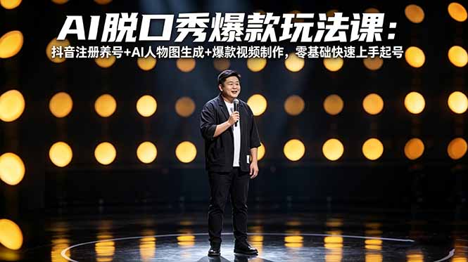 （18012期）AI脱口秀爆款玩法课：抖音注册养号+AI人物图生成+爆款视频制作，零基础快速上手起号汇创网-网创项目_汇创网_中创网_福缘网_冒泡网_网创项目平台汇创网