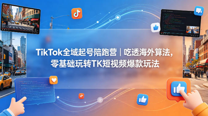 TikTok全域起号陪跑营｜吃透海外算法，零基础玩转TK短视频爆款玩法汇创网-网创项目_汇创网_中创网_福缘网_冒泡网_网创项目平台汇创网
