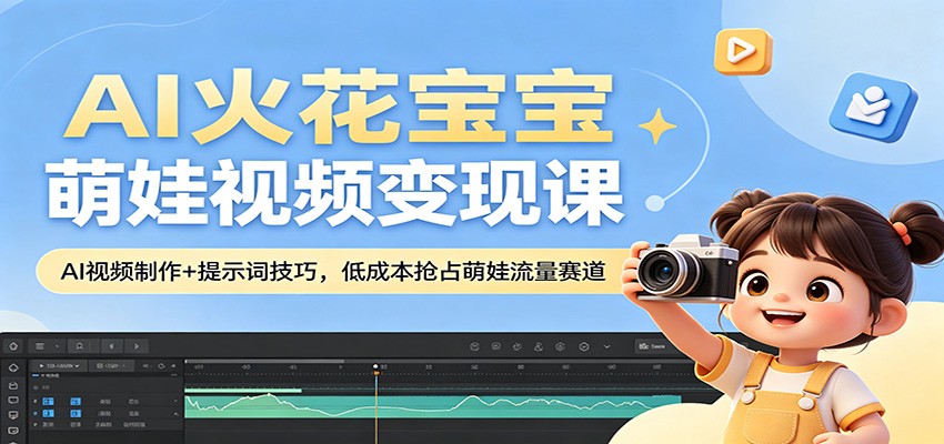 AI火花宝宝萌娃视频变现课：AI视频制作+提示词技巧，低成本抢占萌娃流量赛道汇创网-网创项目_汇创网_中创网_福缘网_冒泡网_网创项目平台汇创网