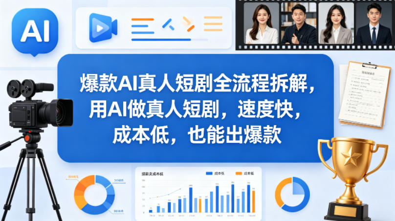 爆款AI真人短剧全流程拆解，用AI做真人短剧，速度快，成本低，也能出爆款汇创网-网创项目_汇创网_中创网_福缘网_冒泡网_网创项目平台汇创网