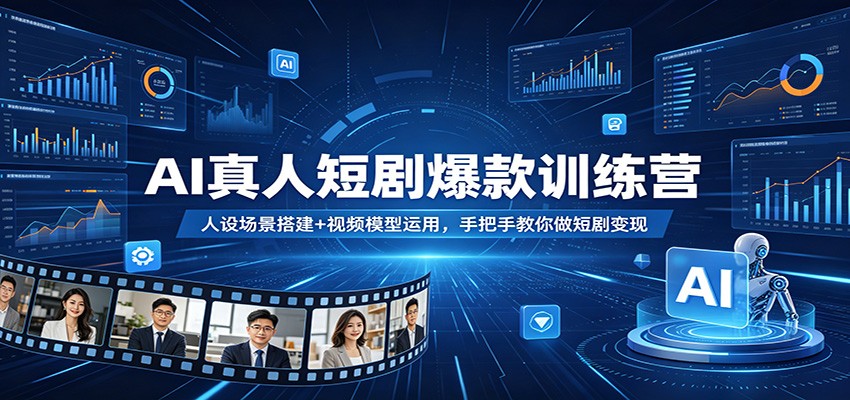 AI真人短剧爆款训练营：人设场景搭建+视频模型运用，手把手教你做短剧变现汇创网-网创项目_汇创网_中创网_福缘网_冒泡网_网创项目平台汇创网
