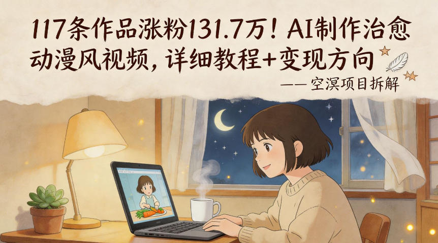 117条作品涨粉131.7W！AI制作治愈动漫风视频，详细教程+变现方向汇创网-网创项目_汇创网_中创网_福缘网_冒泡网_网创项目平台汇创网
