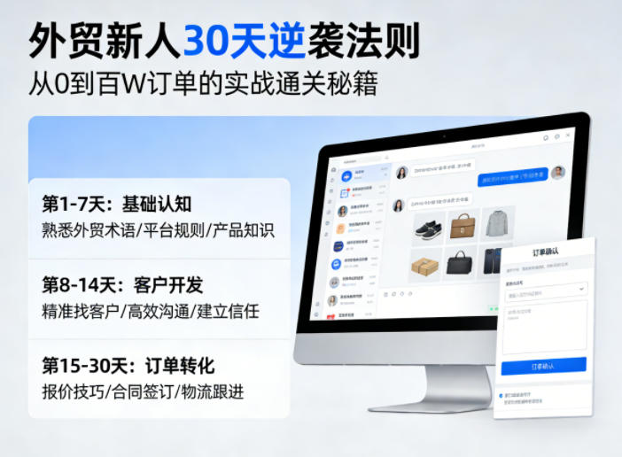 外贸新人30天逆袭法则，教你从0到百W订单的实战通关秘籍汇创网-网创项目_汇创网_中创网_福缘网_冒泡网_网创项目平台汇创网