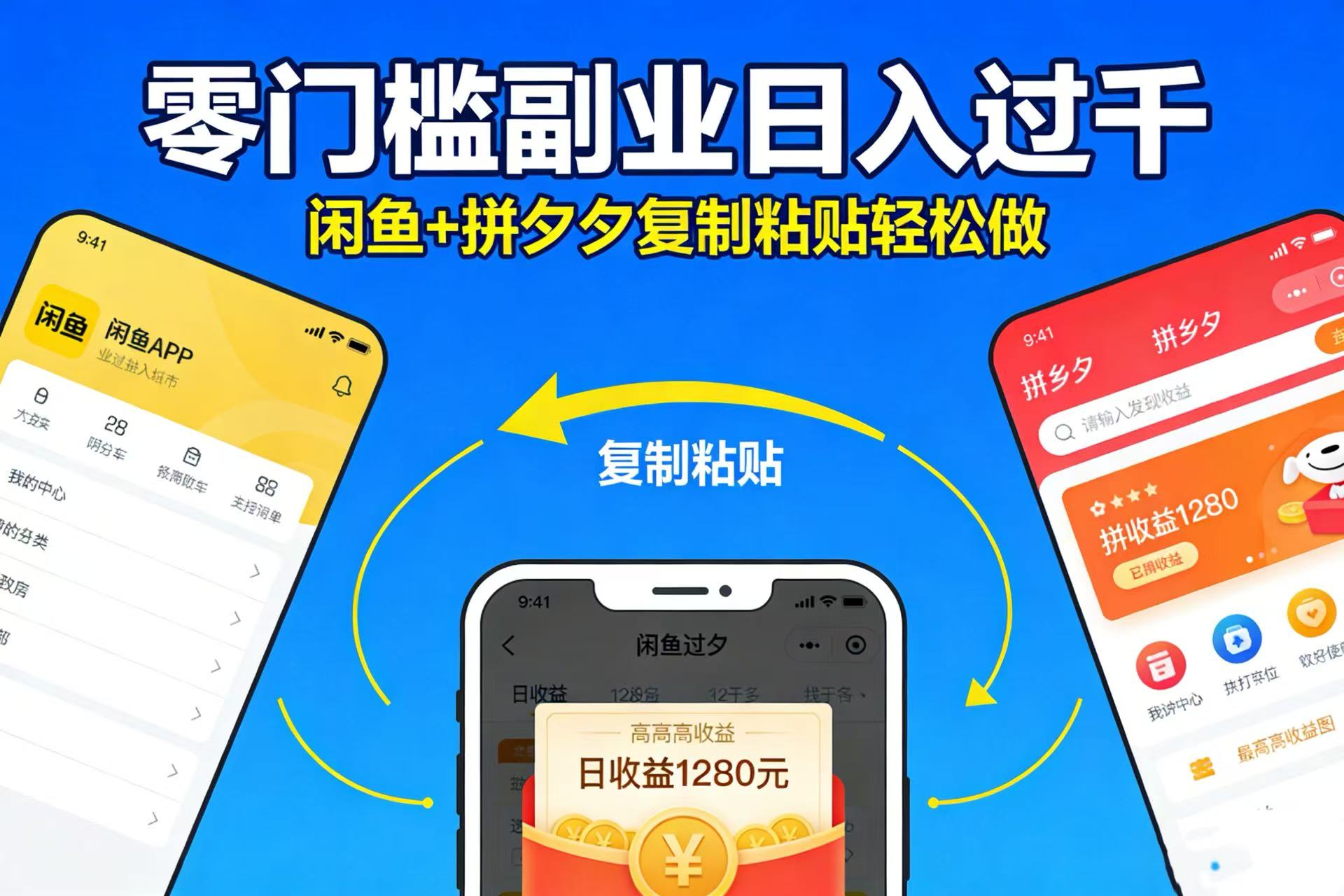 不用学技术！闲鱼 + 拼夕夕复制粘贴，零门槛副业日入过千汇创网-网创项目_汇创网_中创网_福缘网_冒泡网_网创项目平台汇创网