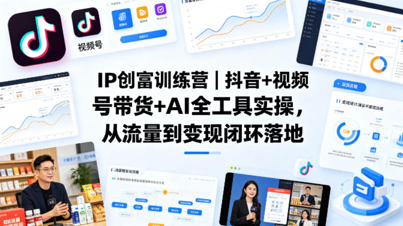 IP创富训练营｜抖音+视频号带货+AI全工具实操，从流量到变现闭环落地汇创网-网创项目_汇创网_中创网_福缘网_冒泡网_网创项目平台汇创网