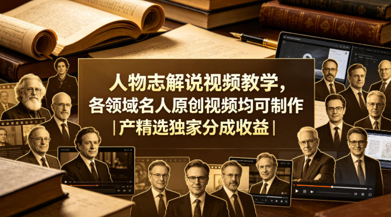 人物志解说视频教学，各领域名人原创视频均可制作丨精选独家分成收益汇创网-网创项目_汇创网_中创网_福缘网_冒泡网_网创项目平台汇创网