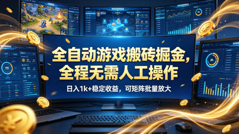 全自动游戏搬砖掘金，全程无需人工操作，日入1k+稳定收益，可矩阵批量放大【揭秘】汇创网-网创项目_汇创网_中创网_福缘网_冒泡网_网创项目平台汇创网