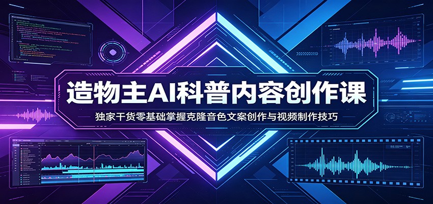 AI科普内容创作课：独家干货零基础掌握克隆音色文案创作与视频制作技巧汇创网-网创项目_汇创网_中创网_福缘网_冒泡网_网创项目平台汇创网