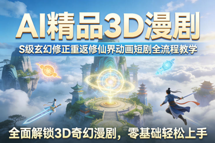 AI精品3D漫剧S级玄幻修正重返修仙界动画短剧全流程教学，全面解锁3D奇幻漫剧，零基础轻松上手汇创网-网创项目_汇创网_中创网_福缘网_冒泡网_网创项目平台汇创网
