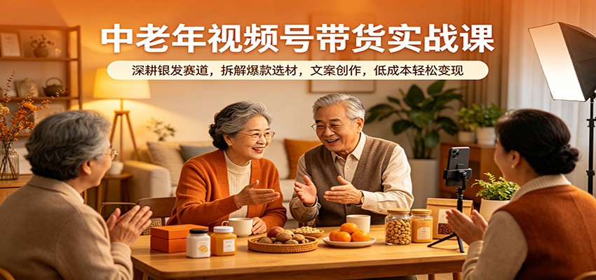 中老年视频号带货实战课：深耕银发赛道，拆解爆款选材，文案创作，低成本轻松变现汇创网-网创项目_汇创网_中创网_福缘网_冒泡网_网创项目平台汇创网
