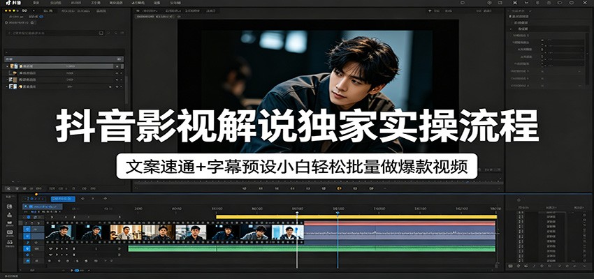 抖音影视解说独家实操流程，文案速通+字幕预设小白轻松批量做爆款视频汇创网-网创项目_汇创网_中创网_福缘网_冒泡网_网创项目平台汇创网