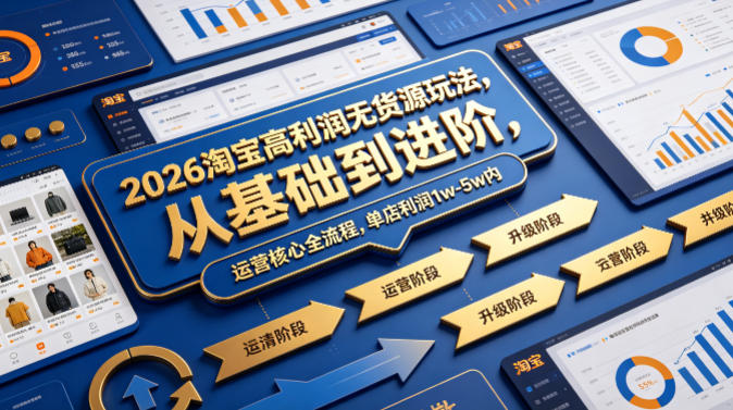 2026淘宝高利润无货源玩法，从基础到进阶，运营核心全流程，单店利润1w-5w内汇创网-网创项目_汇创网_中创网_福缘网_冒泡网_网创项目平台汇创网