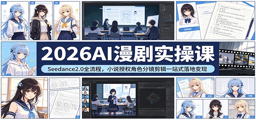 2026AI漫剧实操课：Seedance2.0全流程，小说授权角色分镜剪辑一站式落地变现汇创网-网创项目_汇创网_中创网_福缘网_冒泡网_网创项目平台汇创网
