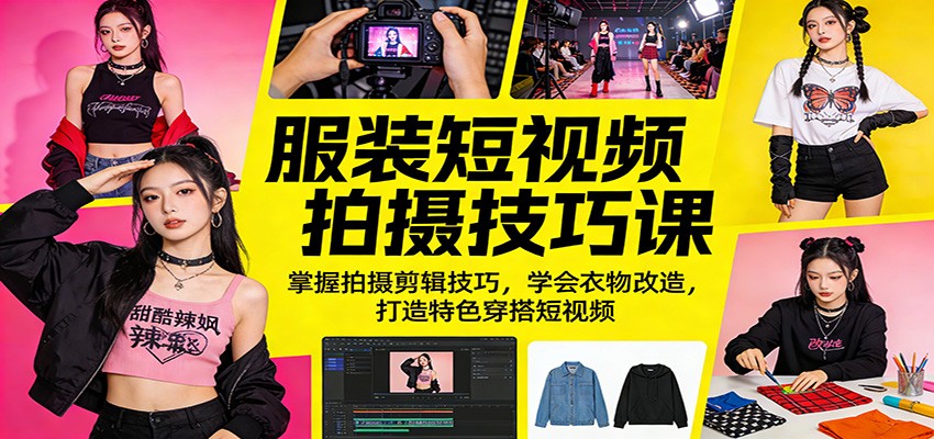 服装短视频拍摄技巧课：掌握拍摄剪辑技巧，学会衣物改造，打造特色穿搭短视频汇创网-网创项目_汇创网_中创网_福缘网_冒泡网_网创项目平台汇创网