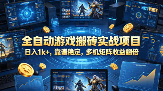 全自动游戏搬砖实战项目，日入1k+，靠谱稳定，多机矩阵收益翻倍【揭秘】汇创网-网创项目_汇创网_中创网_福缘网_冒泡网_网创项目平台汇创网
