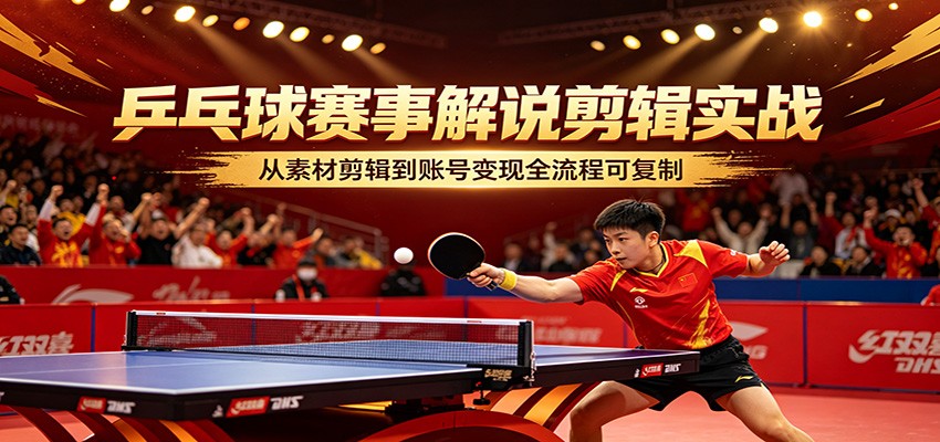 乒乓球赛事解说剪辑实战，从素材剪辑到账号变现全流程可复制汇创网-网创项目_汇创网_中创网_福缘网_冒泡网_网创项目平台汇创网