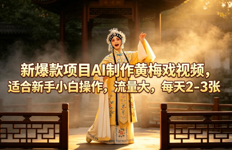 新爆款项目AI制作黄梅戏视频，适合新手小白操作，流量大，每天2-3张汇创网-网创项目_汇创网_中创网_福缘网_冒泡网_网创项目平台汇创网