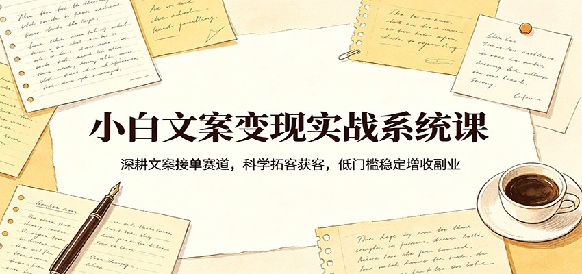 小白文案变现实战系统课：深耕文案接单赛道，科学拓客获客，低门槛稳定增收副业汇创网-网创项目_汇创网_中创网_福缘网_冒泡网_网创项目平台汇创网