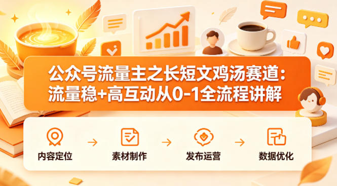 公众号流量主之长短文鸡汤赛道，流量稳+高互动，从0-1全流程讲解汇创网-网创项目_汇创网_中创网_福缘网_冒泡网_网创项目平台汇创网