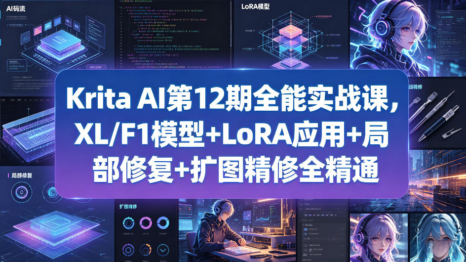 Krita AI第12期全能实战课，XL/F1模型+LoRA应用+局部修复+扩图精修全精通汇创网-网创项目_汇创网_中创网_福缘网_冒泡网_网创项目平台汇创网