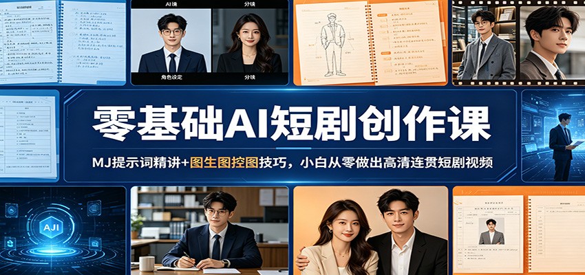 零基础AI短剧创作课：MJ提示词精讲+图生图控图技巧，小白从零做出高清连贯短剧视频汇创网-网创项目_汇创网_中创网_福缘网_冒泡网_网创项目平台汇创网