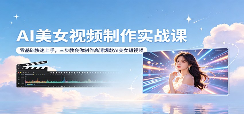 AI美女视频制作实战课：零基础快速上手，三步教会你制作高清爆款AI美女短视频汇创网-网创项目_汇创网_中创网_福缘网_冒泡网_网创项目平台汇创网