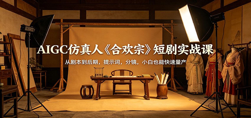 AIGC仿真人《合欢宗》短剧实战课：从剧本到后期，提示词，分镜，小白也能快速量产汇创网-网创项目_汇创网_中创网_福缘网_冒泡网_网创项目平台汇创网