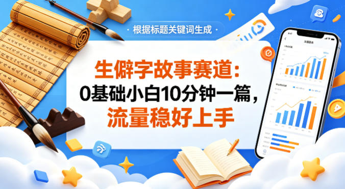 公众号流量主——生僻字故事赛道，流量稳，好上手，0基础小白也能10分钟一篇汇创网-网创项目_汇创网_中创网_福缘网_冒泡网_网创项目平台汇创网