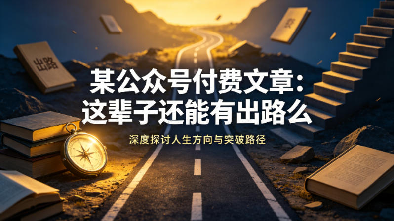 某公众号付费文章：这辈子还能有出路么汇创网-网创项目_汇创网_中创网_福缘网_冒泡网_网创项目平台汇创网
