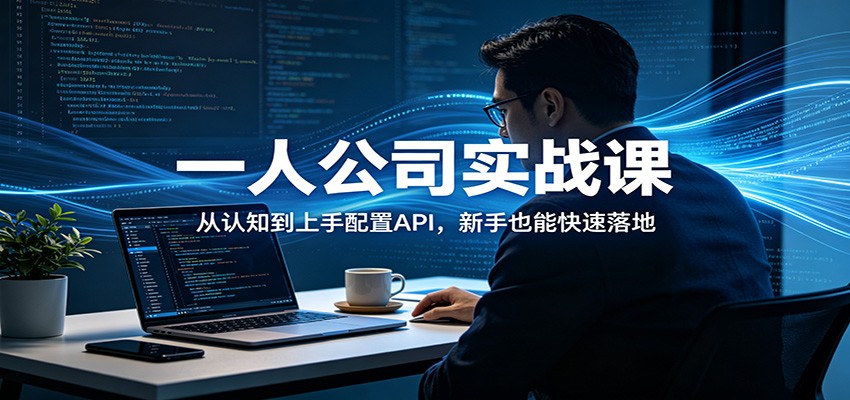 一人公司实战课：从认知到上手配置API，新手也能快速落地汇创网-网创项目_汇创网_中创网_福缘网_冒泡网_网创项目平台汇创网
