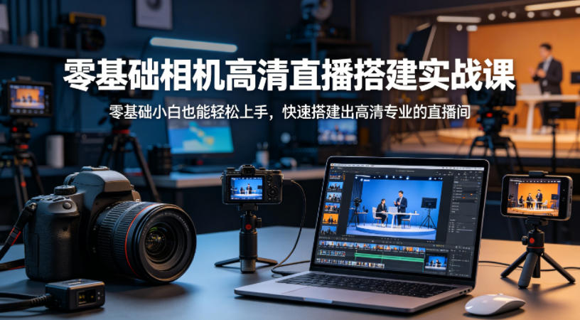 零基础相机高清直播间搭建实战课，小白也能轻松上手，快速搭建出高清专业的直播间汇创网-网创项目_汇创网_中创网_福缘网_冒泡网_网创项目平台汇创网