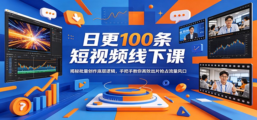 日更100条短视频线下课：揭秘批量创作底层逻辑，手把手教你高效出片抢占流量风口汇创网-网创项目_汇创网_中创网_福缘网_冒泡网_网创项目平台汇创网