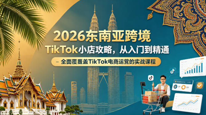 2026东南亚跨境TikTok小店攻略，从入门到精通、全面覆盖TikTok电商运营的实战课程（更新4月）汇创网-网创项目_汇创网_中创网_福缘网_冒泡网_网创项目平台汇创网