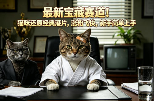 最新宝藏赛道！猫咪还原经典港片，涨粉飞快，新手简单上手汇创网-网创项目_汇创网_中创网_福缘网_冒泡网_网创项目平台汇创网
