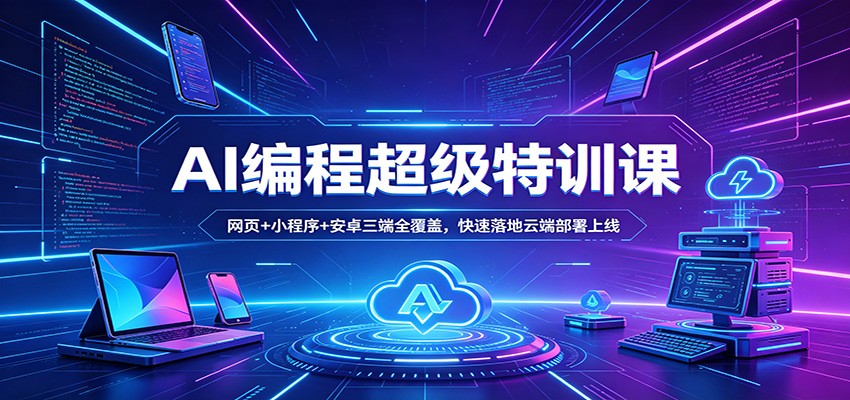 AI编程超级特训课：网页+小程序+安卓三端全覆盖，快速落地云端部署上线汇创网-网创项目_汇创网_中创网_福缘网_冒泡网_网创项目平台汇创网