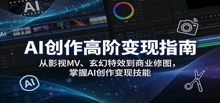 AI创作高阶变现指南：从影视MV、玄幻特效到商业修图，掌握AI创作变现技能汇创网-网创项目_汇创网_中创网_福缘网_冒泡网_网创项目平台汇创网