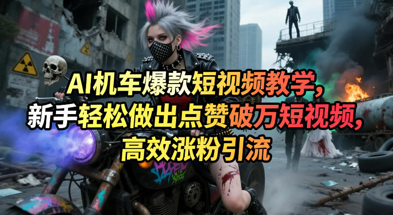 AI机车爆款短视频教学，新手轻松做出点赞破万短视频，高效涨粉引流汇创网-网创项目_汇创网_中创网_福缘网_冒泡网_网创项目平台汇创网