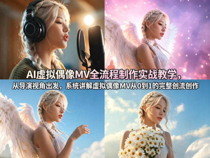 AI虚拟偶像MV全流程制作实战教学，从导演视角出发，系统讲解虚拟偶像MV从0到1的完整创作流程汇创网-网创项目_汇创网_中创网_福缘网_冒泡网_网创项目平台汇创网