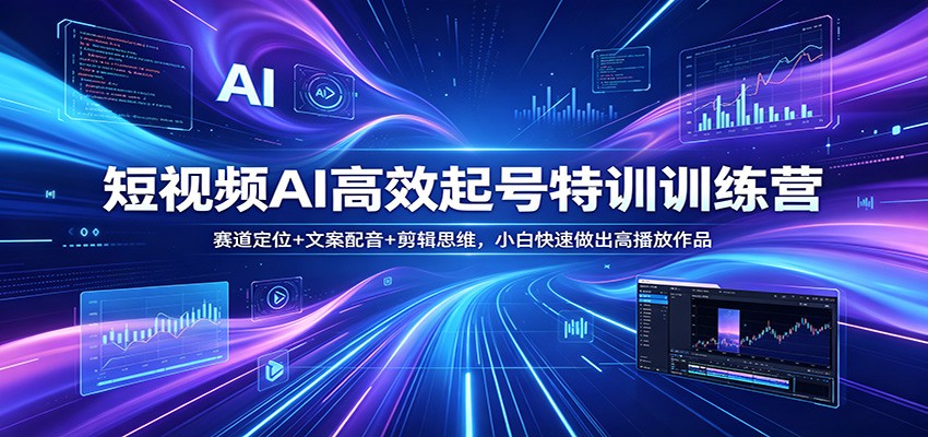 短视频AI高效起号特训训练营：赛道定位+文案配音+剪辑思维，小白快速做出高播放作品汇创网-网创项目_汇创网_中创网_福缘网_冒泡网_网创项目平台汇创网