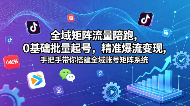 全域矩阵流量陪跑，0基础批量起号，精准爆流变现，手把手带你搭建全域账号矩阵系统汇创网-网创项目_汇创网_中创网_福缘网_冒泡网_网创项目平台汇创网