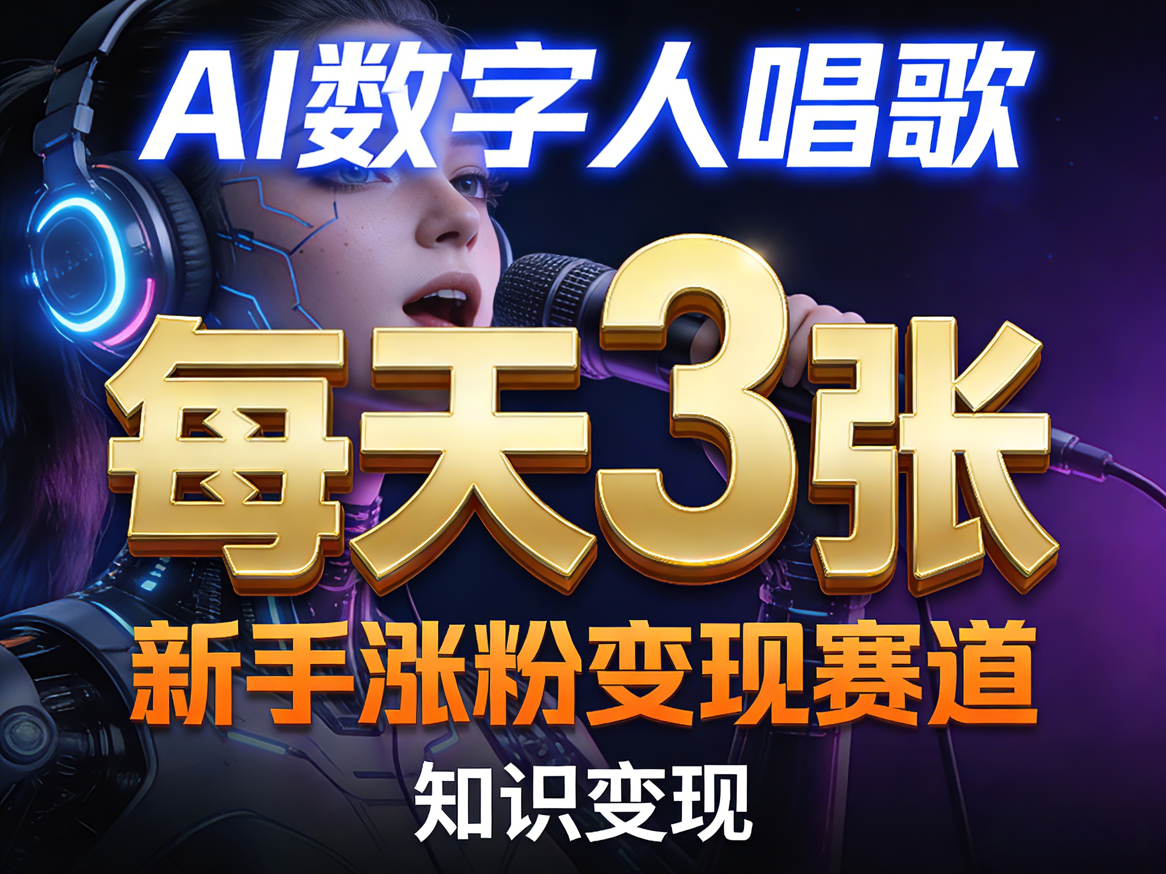 AI数字人唱歌，新手涨粉变现赛道，每天3张和知识付费，副业必备汇创网-网创项目_汇创网_中创网_福缘网_冒泡网_网创项目平台汇创网