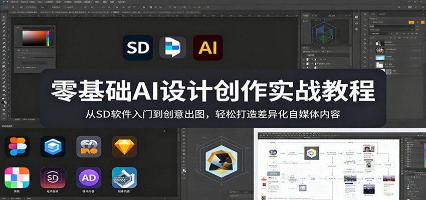零基础AI设计创作实战教程：从SD软件入门到创意出图，轻松打造差异化自媒体内容汇创网-网创项目_汇创网_中创网_福缘网_冒泡网_网创项目平台汇创网