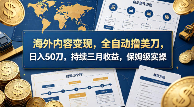 海外内容变现，全自动撸美刀，日入50刀，持续三月收益，保姆级实操【揭秘】汇创网-网创项目_汇创网_中创网_福缘网_冒泡网_网创项目平台汇创网