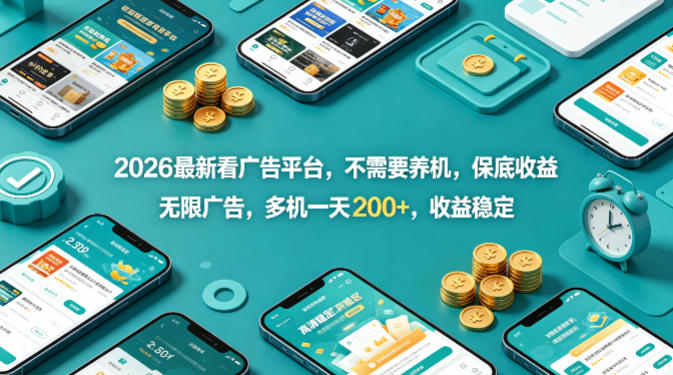 2026最新看广告平台，不需要养机，保底收益，无限广告，多机一天200+，收益稳定【揭秘】汇创网-网创项目_汇创网_中创网_福缘网_冒泡网_网创项目平台汇创网