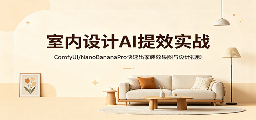 室内设计AI提效实战：ComfyUI/NanoBananaPro快速出家装效果图与设计视频汇创网-网创项目_汇创网_中创网_福缘网_冒泡网_网创项目平台汇创网